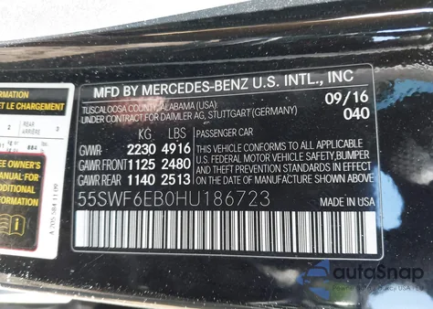 2017 Mercedes-Benz Amg C 43 4Matic from USA, damaged, VIN 55SWF6EB0HU186723
